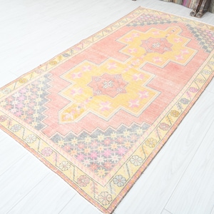 4x8 Türkischer Teppich,Oushak Teppich 100x250,Natural Geschenk Teppich,Ausgeblichener Teppich 100x250,Türkischer Vintage Teppich,Wollteppich 100x200