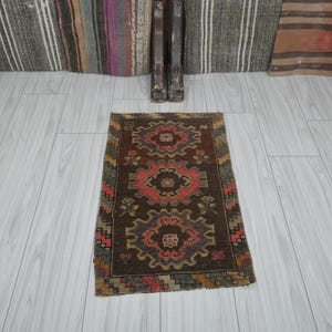 1x3 Turkish Rug,Oushak Mini Rug,Natural Gift Rug,1x3 Small Rug,Vintage Small Rug,Anatolian Mini Rug,Turkish Rug 1x3, Doormat Rug 1x3,931