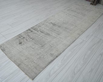 Pale Turkish Rug 3x8, Faded Oushak Runner 3x8, Handmade Vintage Wool Runner Rug,Natural Turkish Area Rug,Runner Rug,Wool Rug,Antique Rug,443