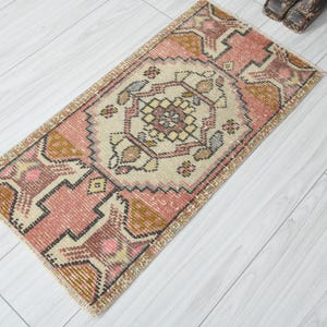 1x3 Turkish Rug,Oushak Mini Rug,Natural Gift Rug,1x3 Small Rug,Vintage Small Rug,Anatolian Mini Rug,Turkish Rug 1x3, Doormat Rug 1x3,882