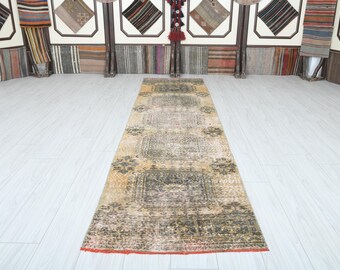 3x11 Runner,Handmade Gift Rug,Turkish Runner 3x11,Vintage Runner Rug,Oushak Runner,Anatolian Runner Rug,3x11 Turkish Rug,Natural Runner,217