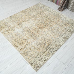 4x5 Turkish Rug,Vintage Area Rug,Oushak Rug 4x5,Natural Gift Rug,Faded Rug4x5 Area Rug,Muted Decor Rug,Turkish Vintage Rug,Wool Rug 4x5,1269