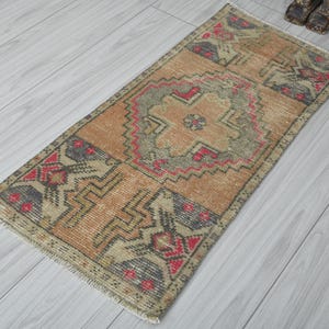 1x3 Turkish Mini Rug,Vintage Small Rug,1x3 Oushak Rug,Natural Gift Rug,1x3 Small Rug,Anatolian Mini Rug,Turkish Rug 1x3, Doormat Rug 1x3,981