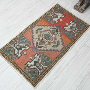2x3 Turkish Mini Rug,Vintage Small Rug,2x3 Oushak Rug,Natural Gift Rug,2x3 Small Rug,Anatolian Mini Rug,Turkish Rug 2x3, Doormat Rug 2x3,512