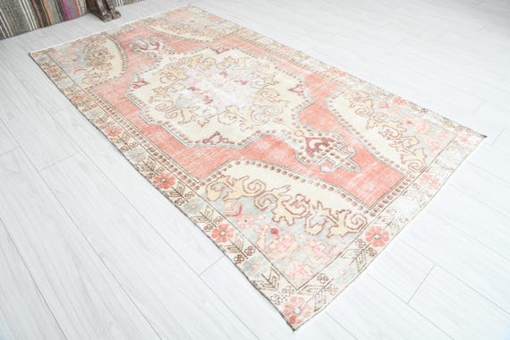 4x8 Turkish Rug,vintage Area Rug,oushak Rug 4x8,overdyed Rug