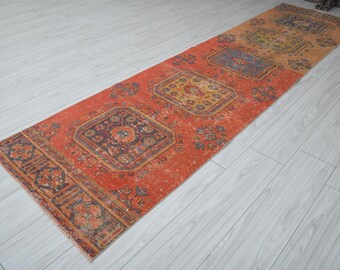 3x11 Runner,Turkish Runner 3x11,Vintage Runner Rug,Oushak Runner,Natural Gift Rug,Anatolian Runner Rug,3x11 Turkish Rug,Handmade Runner,435