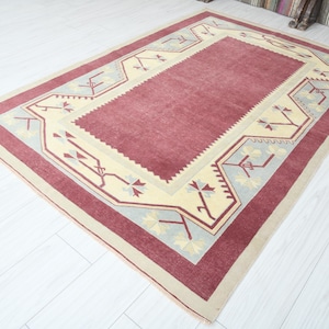 5x7 Turkish Rug,Vintage Area Rug,Oushak Rug 5x7,Natural Gift Rug,Faded Rug,5x7 Area Rug,Muted Decor Rug,Turkish Vintage Rug,Wool Rug 5x7,139