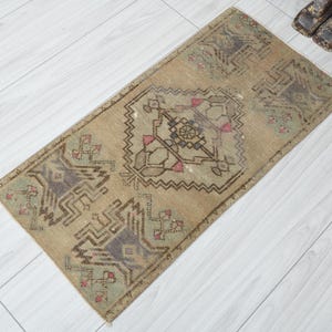 1x3 Turkish Mini Rug,Vintage Small Rug,1x3 Oushak Rug,Natural Gift Rug,1x3 Small Rug,Anatolian Mini Rug,Turkish Rug 1x3, Doormat Rug 1x3,147