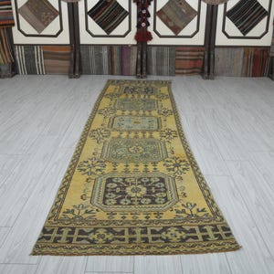 3x30 Läufer, Türkischer Oushak Läufer, Verblasster Türkischer Teppichläufer, Vintage Teppich 90x300, Handgefertigter Natürlicher Teppich, Türkischer Teppich