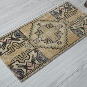 1x3 Turkish Rug,Oushak Mini Rug,Natural Gift Rug,1x3 Small Rug,Vintage Small Rug,Anatolian Mini Rug,Turkish Rug 1x3, Doormat Rug 1x3,970