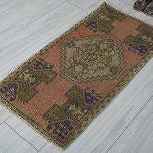 1x3 Turkish Mini Rug,Vintage Small Rug,1x3 Oushak Rug,Natural Gift Rug,1x3 Small Rug,Anatolian Mini Rug,Turkish Rug 1x3, Doormat Rug 1x3,975