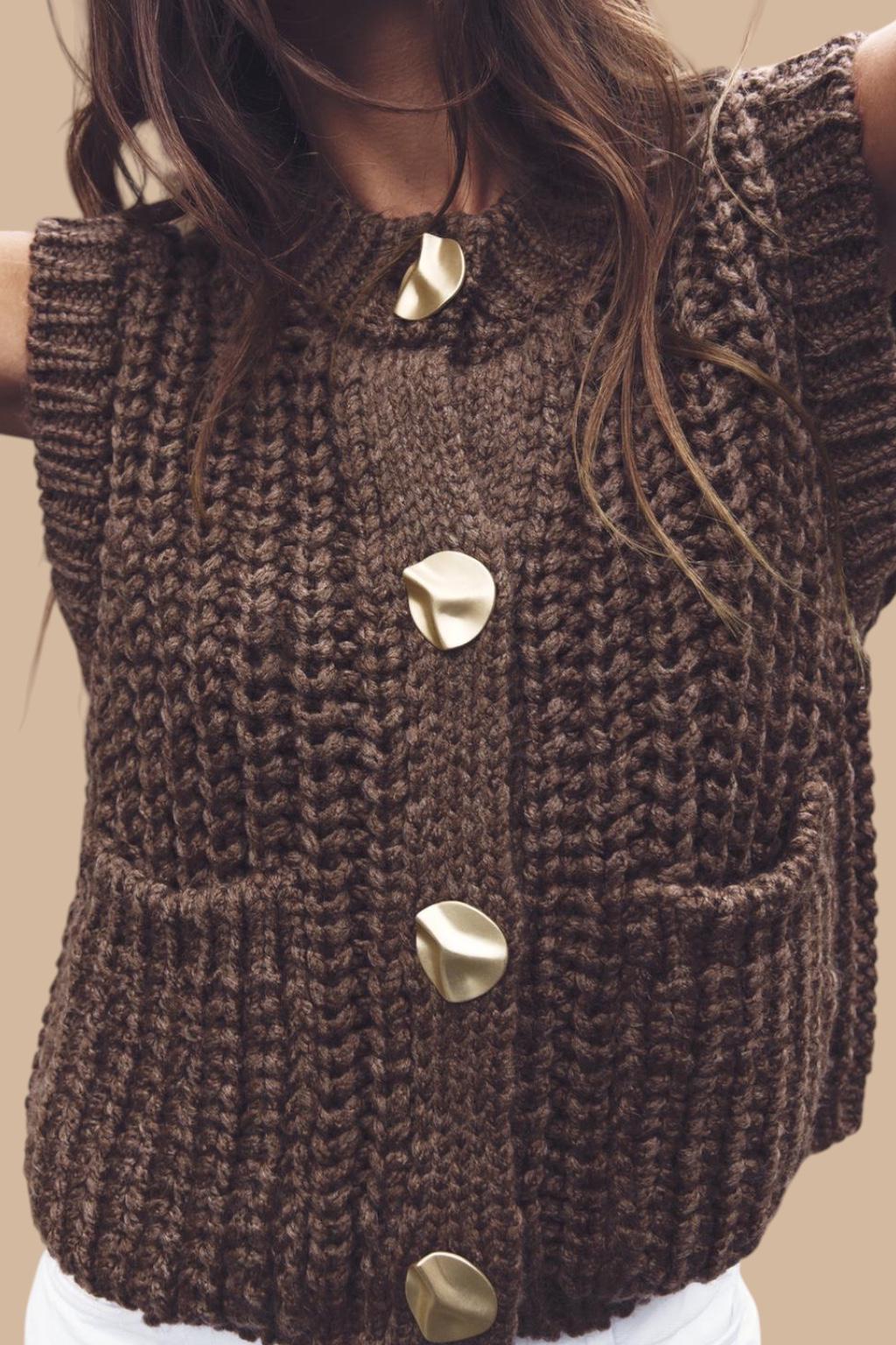 Chunky Knit Button-Front Sweater Vest (2 Color Ways)