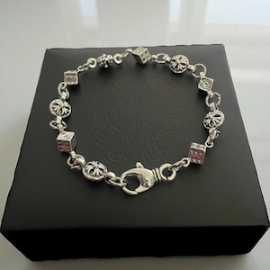 CH in a box Ch Gothic Style y2k Chrom Silber Punk Würfel Chrom Armband Grunge Geschenk für Männer Geschenk für Frauen