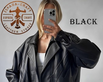 Vintage Lamb Leather Bomber Jacket: Retro Oversized YKK Zipper