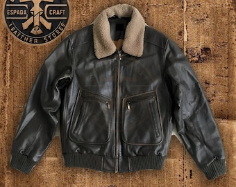 Handmade 60s RAF Genuine Leather Aviator Jacket: Distressed Dark Brown Bomber