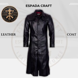 Black leather duster coat discount