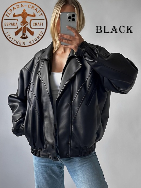 Vintage Lamb Leather Bomber Jacket: Retro Oversized YKK Zipper - Etsy