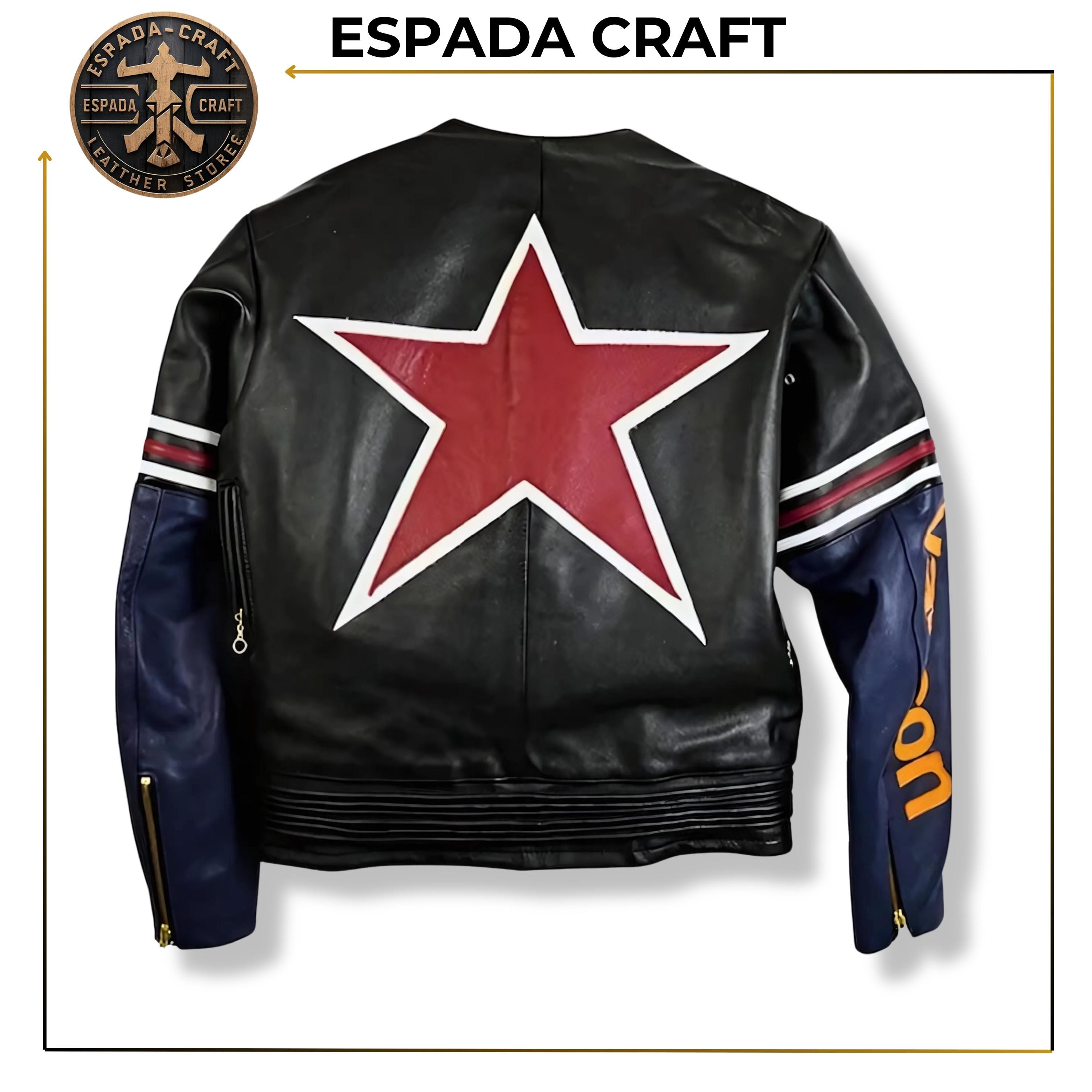 Men's Vanson Star Leather Jacket: Classic Biker Moto Coat - Etsy