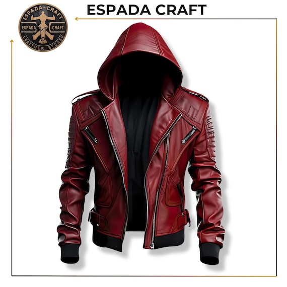 Bikerjacke Biker Lederjacke Herren Rot Red Bridge Gesteppte