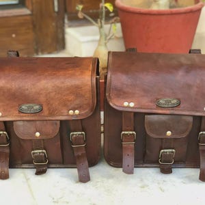 Leder Motorrad-Satteltaschen - Seitentaschen - Cruiser Satteltaschen - Vintage Ledertaschen Handgefertigte Motorrad-Satteltaschen