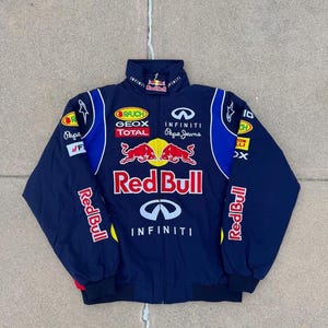 Jaqueta Red Bull Adulto Azul Marinho Jaqueta Redbull Bordada Algodão Acolchoado F 1 Racing Jaqueta Redbull