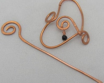 Copper Heart Hair Pin, Shawl Closure Pin. Heart Closure..