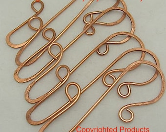 Copper Fancy S Hooks, ONE Elongated S Hooks .Copper Display Hook. (1)Designer Hooks. Copyrighted©Product. Designer: Jayne Bruck-Fryer. USA.