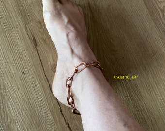 Copper Chain Bracelet or Anklet.Handmade Copper Chain.Big Link Bracelet.Pure 99.9% Copper Link Bracelet. Arthritis Helper. Made with Love.