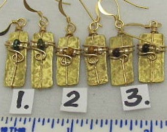 Vintage Brass Earrings - Brass Cymbol Earrings. Gold Colored Earrings.