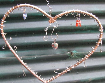 Valentine Heart Jewelry Hanger, Copper Heart Display, Heart Shape Jewelry holder. Valentines Earring hanger. Made in USA. XOXO