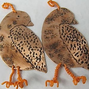 Copper Bird Ornaments. Christmas Tree Ornaments, Finch, Quail Bird, Copper Birds BUY A BIRD in Remembrance of your loved one.©ruddlecottage