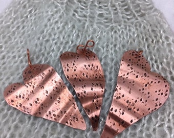 Valentines Heart gift, Copper Wavy Hearts.Heart Ornament Gift.Special Heart gift. USA MADE. Artisan made  by Jayne. My heart to yours.XOXO