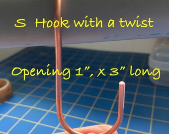 Handcrafted Copper S Hooks: Lightweight Pot Rack Hangers (Set of 2)