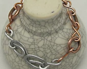 Copper and Steel  Infinity Link Bracelets, Recycled Copper Bracelets. Handmade Beaded Wristlet. Made in USA.