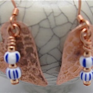 Copper beaded Small Hearts Earrings. Itsy Bitsy small heart earrings.Mothers Day Gift. Made in USA. Artisan Crafted: Jayne Bruck-Fryer. xoxo image 3