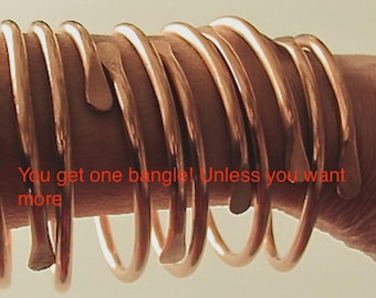 Solid Copper Bangle (one). Adjustable Arthritis Single Bracelet,Pure Copper. Polished or textured. Handcrafted by Jayne.USA made. OOAK.