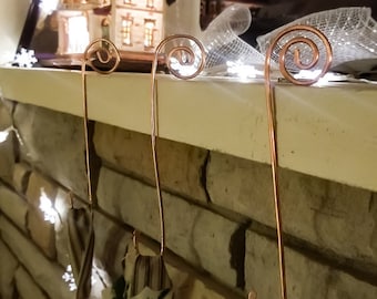 Pure Copper Christmas Stocking Hanger: Mantle Display Hook