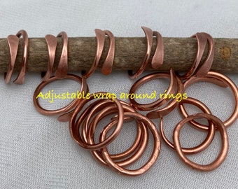 Copper Rings.One Adjustable Ring OR Circle of Life Ring. Stackable Ring. Pure Copper. ©ruddlecottage. Made with love USA. Random Choice.