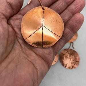 Recycled Copper Peace Sign. Christmas Tree Ornament. USA made by Jayne.