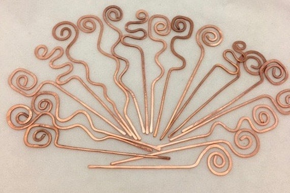 Cowl Pin Hair Stick Embossed Flowing Water Copper Shawl Pin Kilt Pin Hair Pin Brooch X-Large Size 2.5 OD Knitter Gifts Sweater Pin