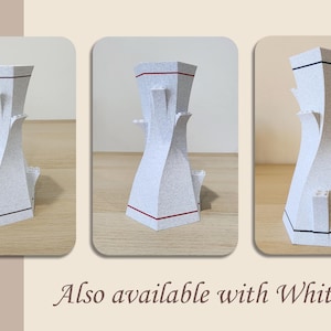Three White Marble LEGO-Compatible Vases shown in Brown, Red and Black Line configurations, ideal for LEGO flower displays