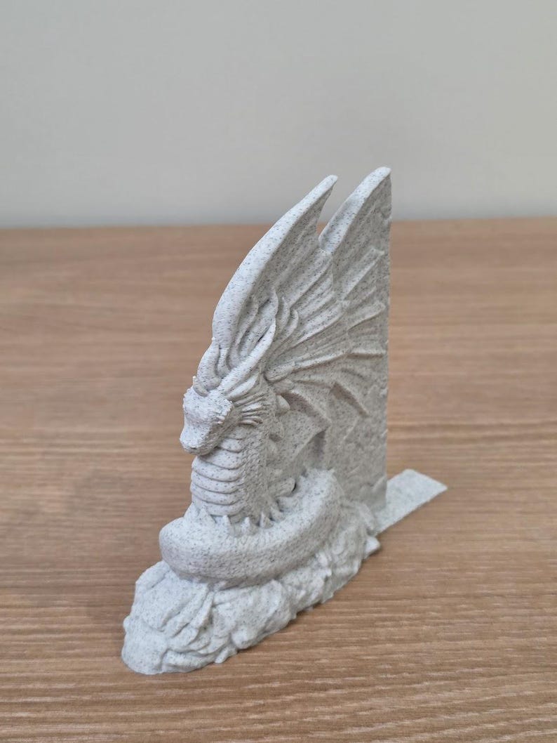 Serre-livres Dragon Majestueux – Décoration intérieure fantastique, cadeaux uniques pour les amoureux des livres White Marble