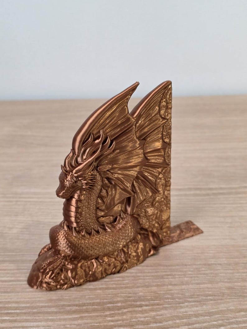 Serre-livres Dragon Majestueux – Décoration intérieure fantastique, cadeaux uniques pour les amoureux des livres Cuivre