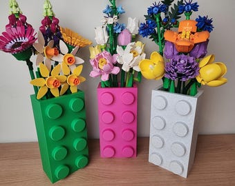 Brick Inspired Vase for LEGO Flower Sets – Multiple Colours!