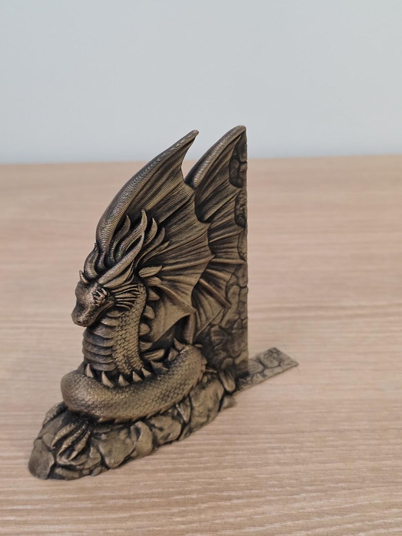 Majestic Dragon Bookends - Multiple Colors Available Black/Painted Gold