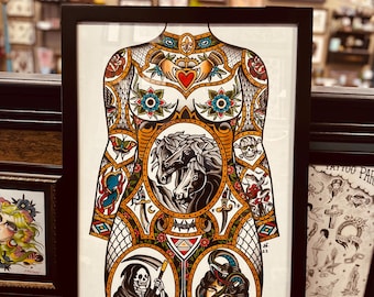 Traditional tattoo flash painting (original)