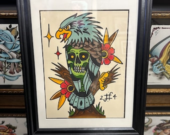 Watercolor painting tattoo art flash