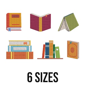 Books Bundle Embroidery Design - Back To School Embroidery Design - Stack Of Books Embroidery - Machine Embroidery Design Files - 6 Sizes
