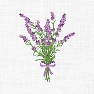 Lavendel Blumen Blumenstrauß Stickdatei, Lavendel Stickdatei, Blumenstrauß, Maschinenstickerei, 5 Größen Digital Download