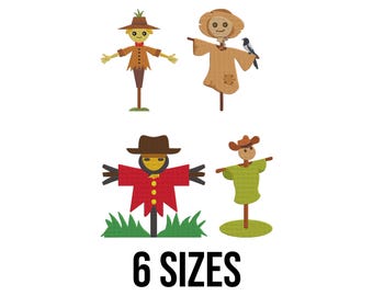 Scarecrow Embroidery Design - Farm Embroidery Design - Autumn Embroidery Design - Halloween Machine Embroidery Design Files - 6 Design Sizes